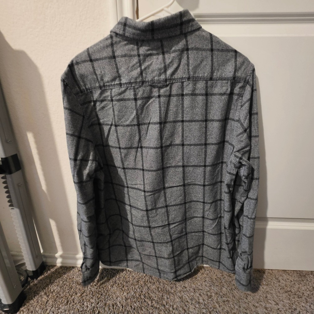 SRK Sunrise Kingdom Mens Large Grey Black Windowpane Plaid Button Down Shirt L - Picture 5 of 7